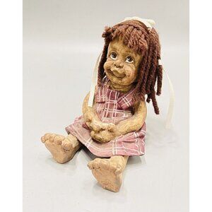 Rare Vintage Dreamsicles Girl Figurine Cast Art Kristen 1993 Yarn 3.5 x 3.5 x 2”